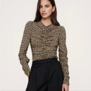 Banana Republic Crepe Polka Dot Ruched Women's Top Blouse XL